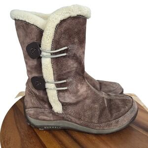 Merrell Winter Boots Womens 10 Brown Suede Yarra Faux Fur Primaloft Insulated